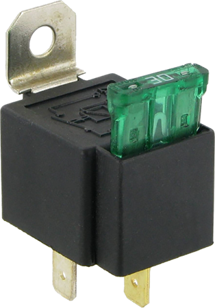 Minirelä, 12V, 30A, slutande, med 30A säkring, fästöra